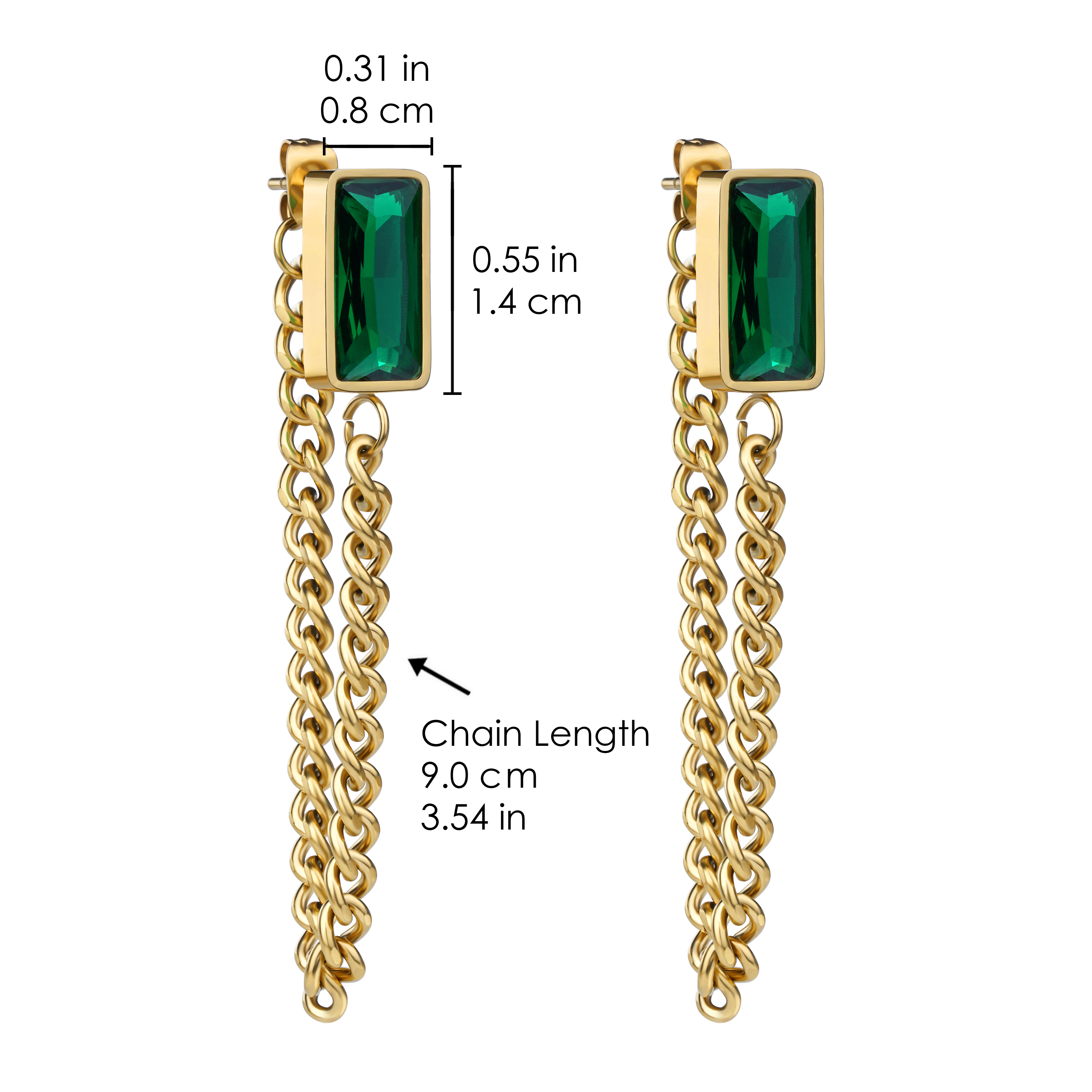 レトロなステンレス鋼のジュエリー 18 k ゴールド メッキ リンク チェーン ジェイド イヤリング工場サプライヤー 