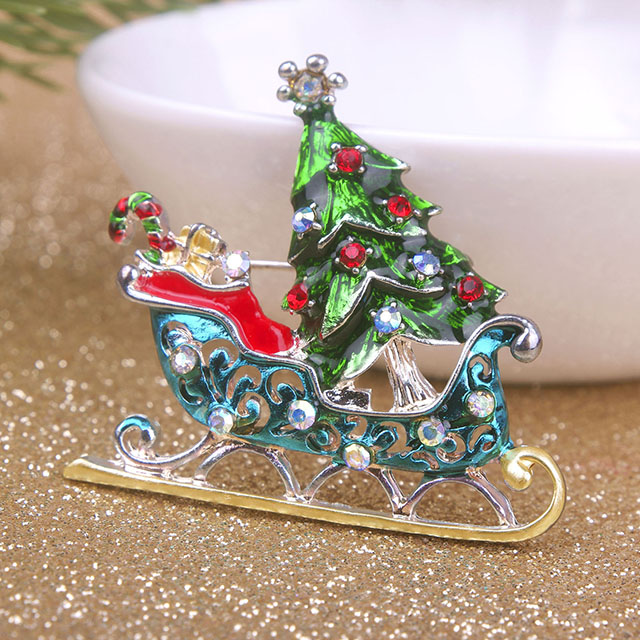 クリスタル ラインストーン ブローチ クリスマス ジュエリー ホリデー ギフト