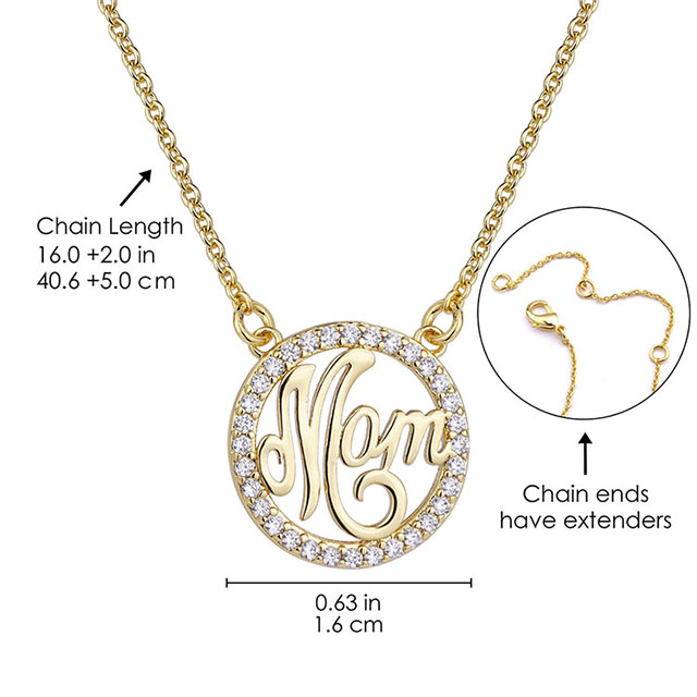 ママネックレス 女性用 シルバー ゴールドメッキ キュービックジルコニア サークル ペンダント ネックレス ジュエリーギフト 母親 妻 おばあちゃん 誕生日 母の日 娘、息子、子供からのママギフト