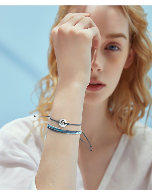 オーシャン ウェーブ チャーム 二層式調節可能なサマー ブレスレット 