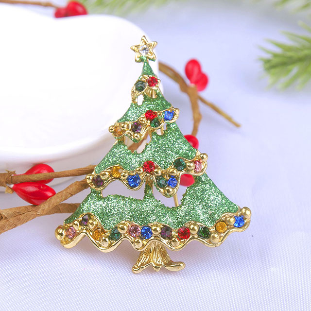 卸売ヴィンテージクリスマスツリーブローチファッションクリスマスジュエリーホリデーギフト