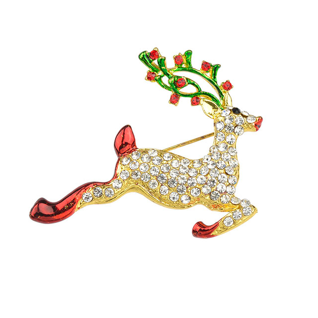 ファッション クリスマス ジュエリー ホリデー ギフト カラフル エナメル かわいい 鹿 ブローチ 