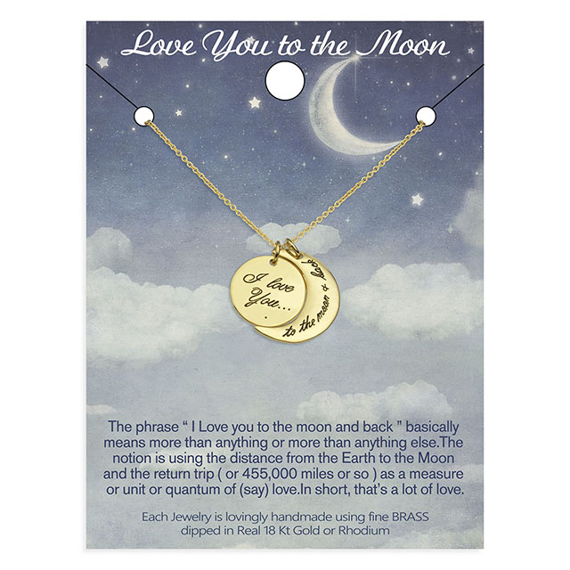 I Love You to The Moon and Back ネックレス シルバー ゴールドメッキ ムーン ペンダント ネックレス ジュエリー ギフト 女性 ママ 妻 ガールフレンド