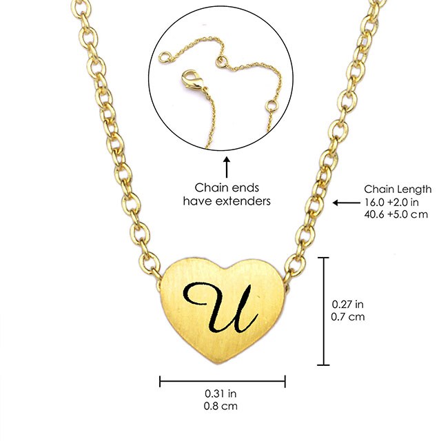 Lauren-Spencer タイニー イニシャル ハート ネックレス 女性用 18K ゴールドメッキ AZ アルファベット文字ネックレス 可憐なハート チョーカー ペンダント ネックレス 