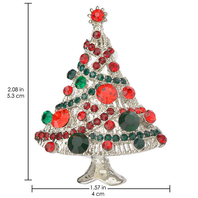 クリスマスツリーブローチピン レディース ガールズ クリスタル ラインストーン エナメル パール ブローチとピン ヴィンテージ クリスマス ブローチピン