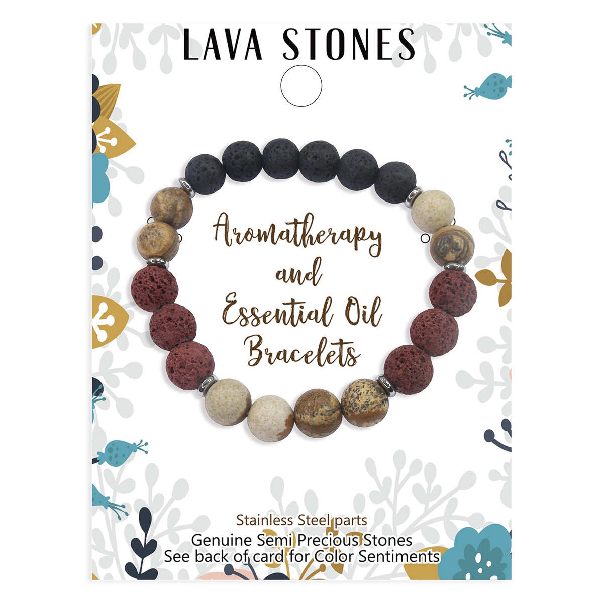 アロマセラピーとエッセンシャル オイルのブレスレット溶岩石ピクチャー ジャスパー