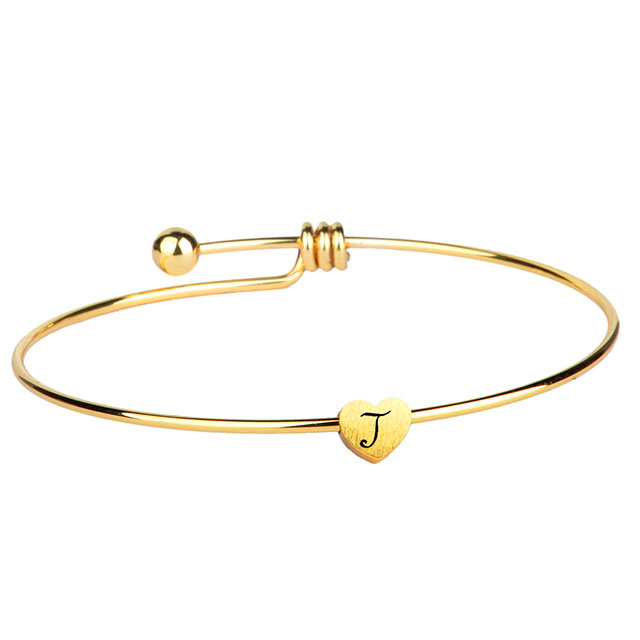  バングルブレスレット レディース ガールズ 18K ゴールドメッキ 上品な 26 レターブレスレット ハート イニシャルブレスレット 拡張可能なバングル パーソナライズされたジュエリーギフト 