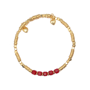 上品な 18 K ゴールドメッキビーズブレスレット女性用スタッカブルクリスタル宝石ビーズストレッチブレスレット女性ガールズジュエリーギフト