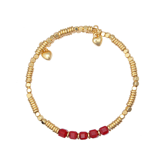 上品な 18 K ゴールドメッキビーズブレスレット女性用スタッカブルクリスタル宝石ビーズストレッチブレスレット女性ガールズジュエリーギフト