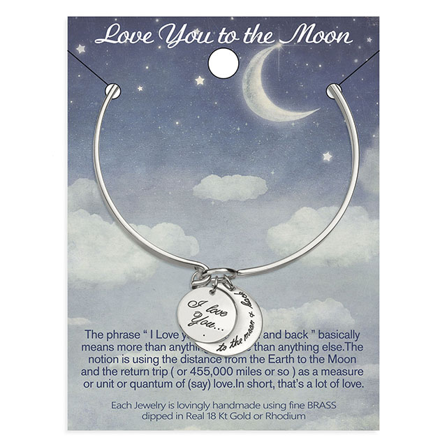 I Love You to The Moon and Back ブレスレット シルバー ゴールドメッキ ムーン ペンダント ブレスレット ジュエリー ギフト 女性 ママ 妻 ガールフレンド