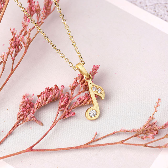 音符ペンダントネックレスキュービックジルコニア音符ジュエリーギフト音楽愛好家女性ガールギフト