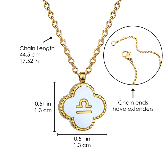 ステンレススチール ネックレス 12 星座 レディース 18K ゴールド 四つ葉のクローバー ネックレス