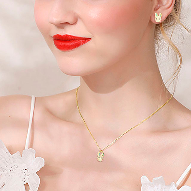  アニマルゴールドメッキバニーミニマリストジュエリー