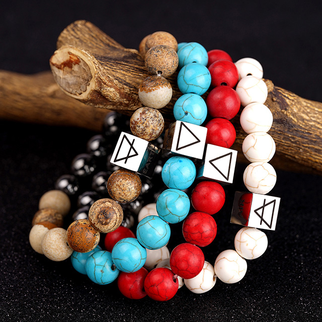 女性用ジェムストーン ビーズ ブレスレット 4 エレメント キューブ クリスタル ストーン ビーズ ストレッチ ブレスレット 