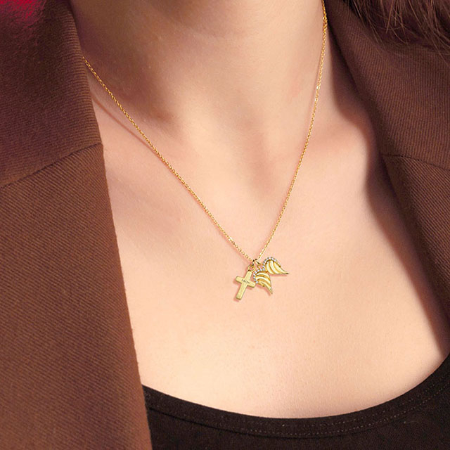 ハートクロスネックレスペンダント信仰祈りチャームクリスチャン宗教誕生日クリスマスジュエリー 