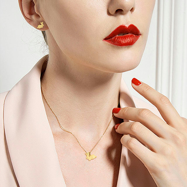 アニマル ウサギ ゴールドメッキ シンプルジュエリー