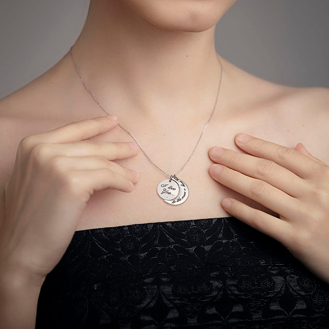 I Love You to The Moon and Back ネックレス シルバー ゴールドメッキ ムーン ペンダント ネックレス ジュエリー ギフト 女性 ママ 妻 ガールフレンド