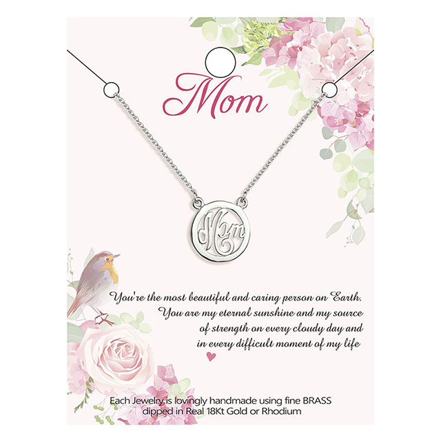 ママネックレス 女性用 シルバー ゴールドメッキ キュービックジルコニア サークル ペンダント ネックレス ジュエリーギフト 母親 妻 おばあちゃん 誕生日 母の日 娘、息子、子供からのママギフト