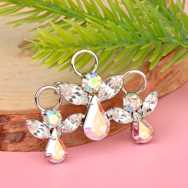 守護天使 ヴィンテージ クリスタル ラインストーン 天使 翼付き ブローチ 