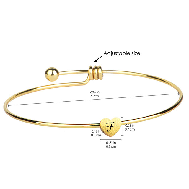  バングルブレスレット レディース ガールズ 18K ゴールドメッキ 上品な 26 レターブレスレット ハート イニシャルブレスレット 拡張可能なバングル パーソナライズされたジュエリーギフト 