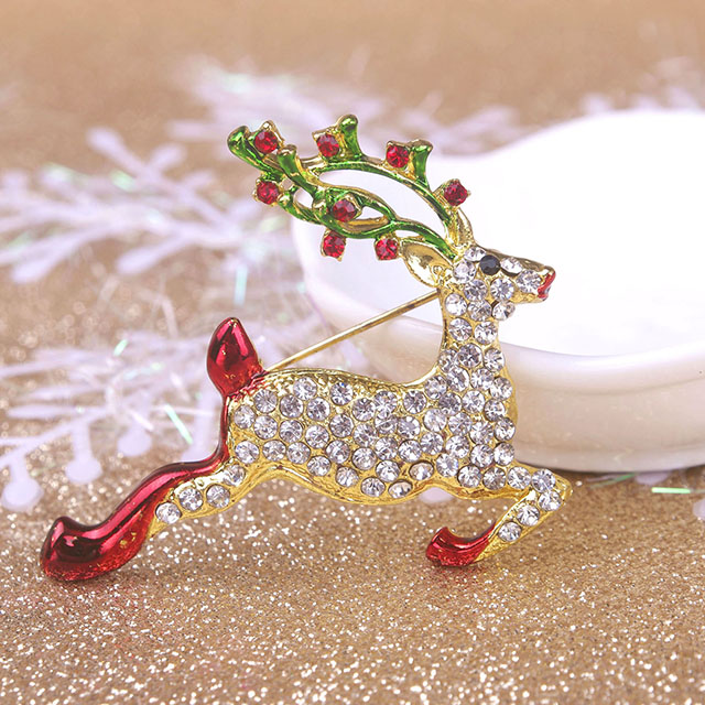 ファッション クリスマス ジュエリー ホリデー ギフト カラフル エナメル かわいい 鹿 ブローチ 