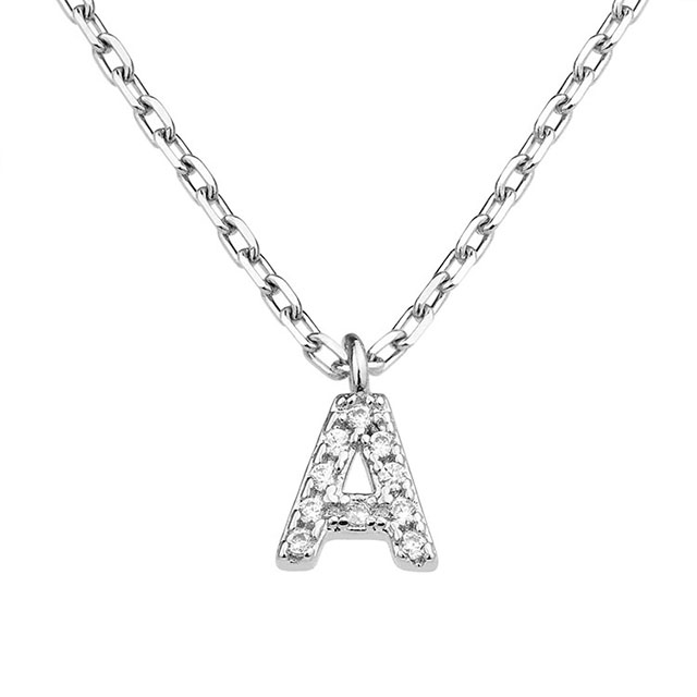 イニシャルネックレス レディース シルバーメッキ 上品なキュービックジルコニア イニシャルネックレス AZ アルファベット文字ネックレス ペンダント 女性 ガールズ ジュエリー 誕生日ギフト 