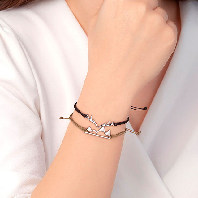 鹿の角雪山山脈調節可能なストリング ブレスレット