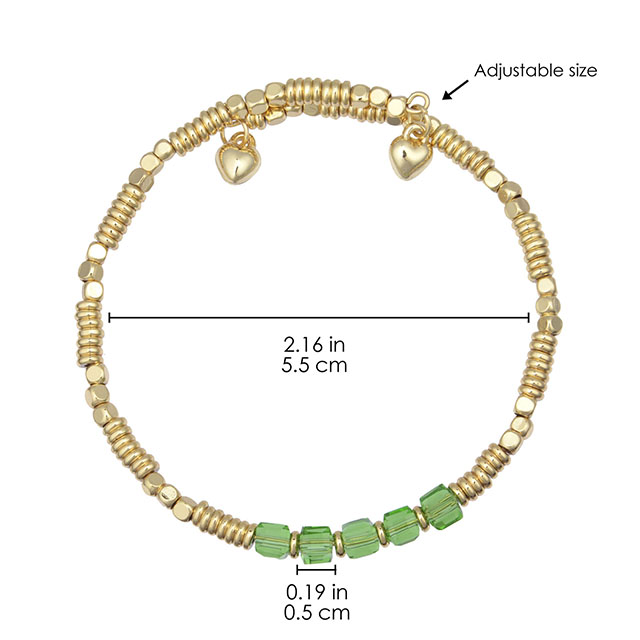 上品な 18 K ゴールドメッキビーズブレスレット女性用スタッカブルクリスタル宝石ビーズストレッチブレスレット女性ガールズジュエリーギフト