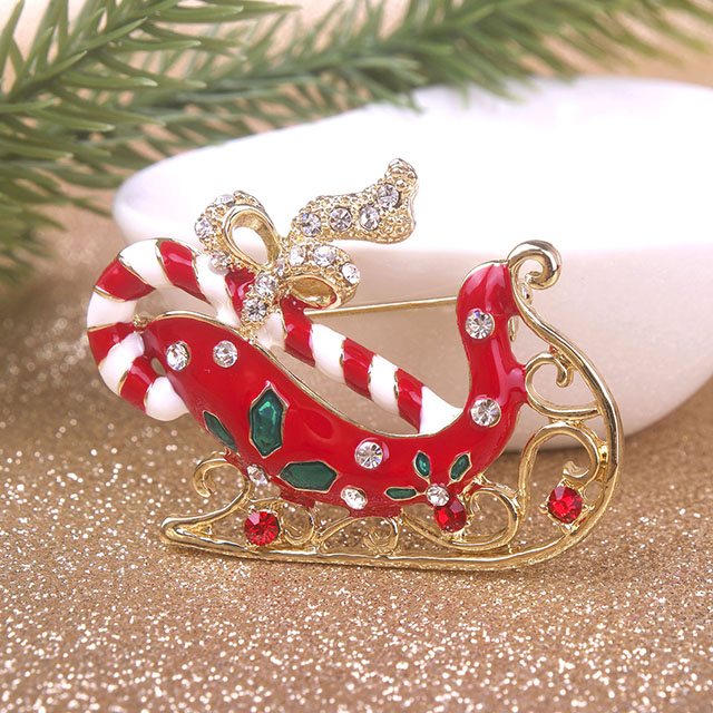 クリスタル ラインストーン ブローチ クリスマス ジュエリー ホリデー ギフト