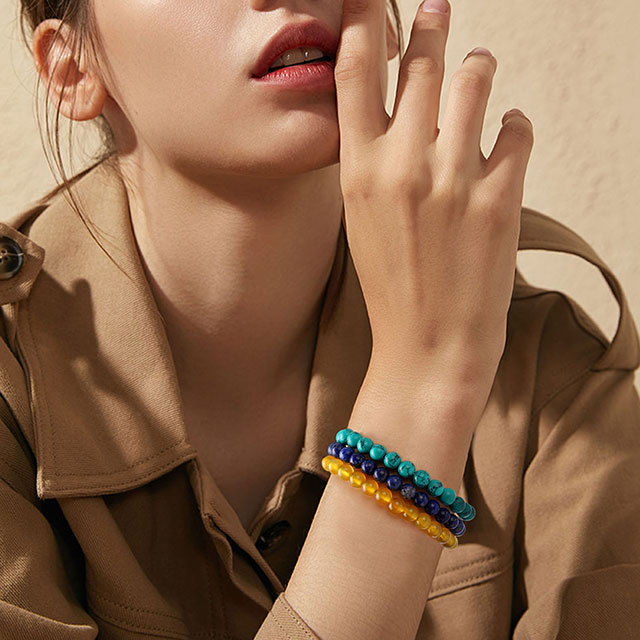 卸売瑪瑙ローズクォーツターコイズ調整可能なボロクリスタルジェムストーンビーズブレスレット 