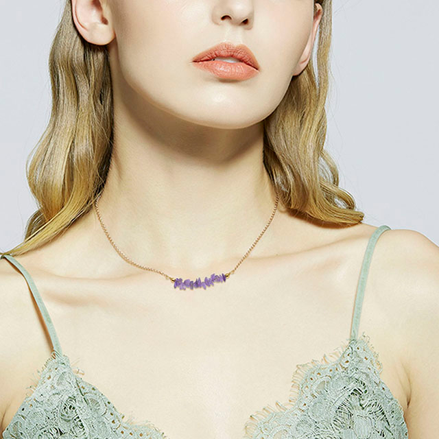 ゴールドまたはシルバーメッキの上品なジェムストーンバーネックレス、女性用 