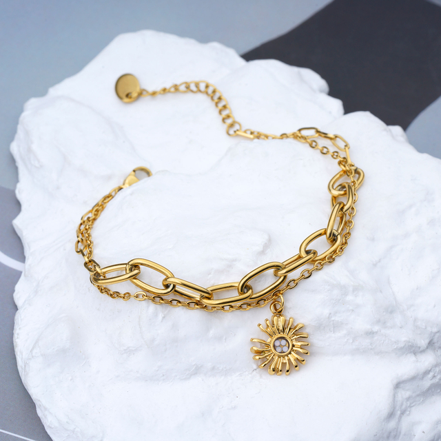 二重層 14K ゴールドメッキステンレススチールチェーンジュエリー