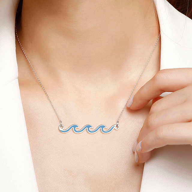 ウェーブ ネックレス ゴールド シルバー メッキ オーシャン ウェーブ ネックレス 上品なビーチ チョーカー ネックレス 女性 ティーン ガールズ サーファー ジュエリー ギフト ボヘミアン サマーネックレス