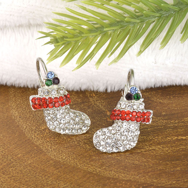 ラインストーンクリスタルクリスマスイヤリングクリスマスジュエリー冬ホリデーギフト