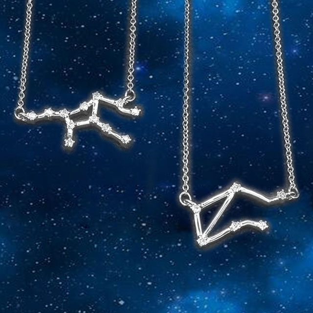 ジルコン星座ペンダントネックレス 女性 ガールズ用 シルバークリスタル 12星座ネックレス 星占いサイン スタージェミニネックレス 友情ジュエリー